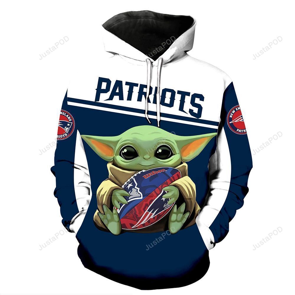 Official Baby Yoda Nfl New England Patriots For Unisex 3D All Over Print Zip Up Hoodie Option