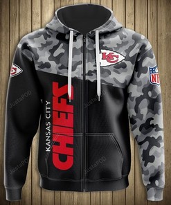 Official Kansas City Chiefs Nfl Military Camo Men And Women 3D Zip Hoodie And Hoodie Shirt