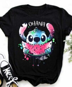 Ohana Lilo Stitch Graphic Tees Cute Anime Tops Harajuku Shirt Unisex T-shirt Family Birthday Gift Adult Kid Toddler Tee 1
