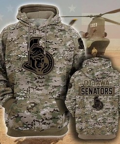 Ottawa Senators Camouflage Veteran 3D Hoodie Zip Hoodie, Nhl 3D All Over Print Hoodie Zip Hoodie