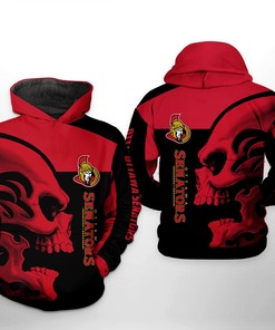 Ottawa Senators Nhl Skull 3D All Over Print Zip Up Hoodie Option