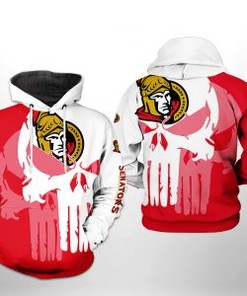 Ottawa Senators Nhl Team Skull 3D All Over Print Zip Up Hoodie Option