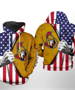 Ottawa Senators Us Flag 3D Hoodie Zip Hoodie, Nhl 3D All Over Print Hoodie Zip Hoodie