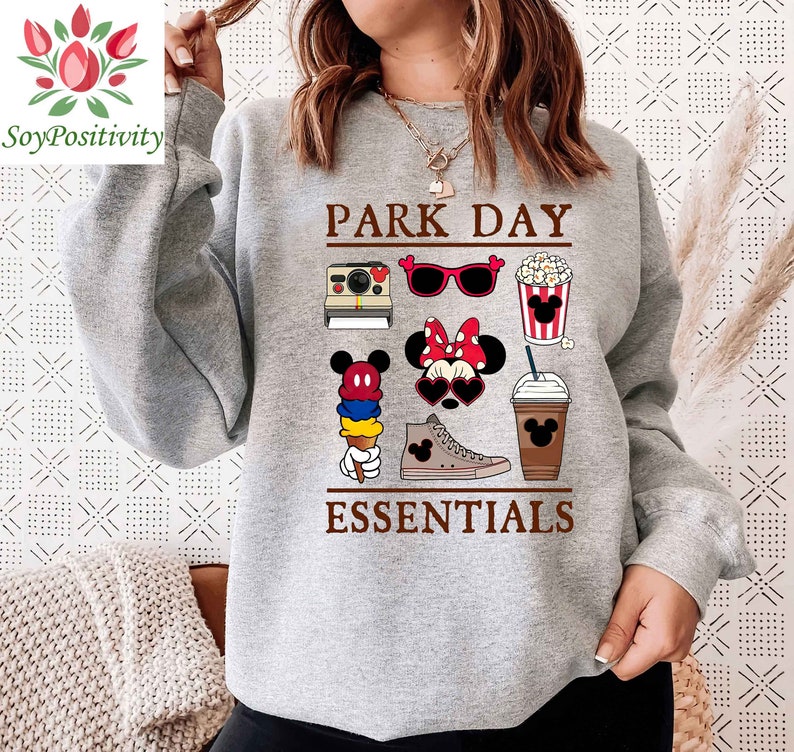 Park Day Essentials Shirt, Cute Mouse Park Short Sleeve, Matching Family Vacation Trip T-shirt, Theme Park Matching Friends Clothes