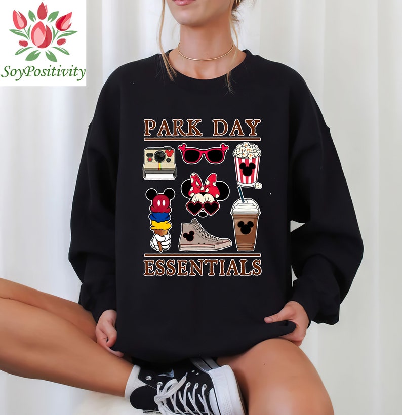 Park Day Essentials Shirt, Cute Mouse Park Short Sleeve, Matching Family Vacation Trip T-shirt, Theme Park Matching Friends Clothes