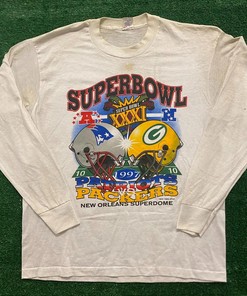 Patriots Packers Vintage Style 90s Football Tshirt Pullover Hoodie Crewneck Sweatshirt Reprinted Full Color Full Size Gifts For NFL Fans