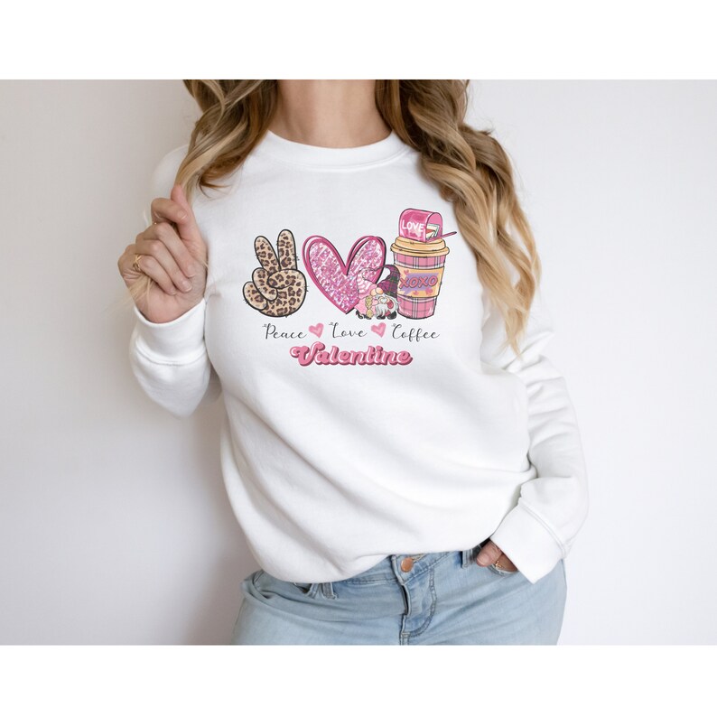 Peace, Love and Coffee Unisex Crewneck Sweatshirt - Image 2