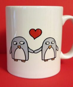 Penguin Anniversary Mug, Penguins In Love Mug, Engagement, Valentine, Boyfriend