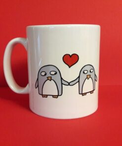 Penguin Anniversary Mug, Penguins In Love Mug, Engagement, Valentine, Boyfriend