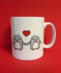 Penguin Anniversary Mug, Penguins In Love Mug, Engagement, Valentine, Boyfriend