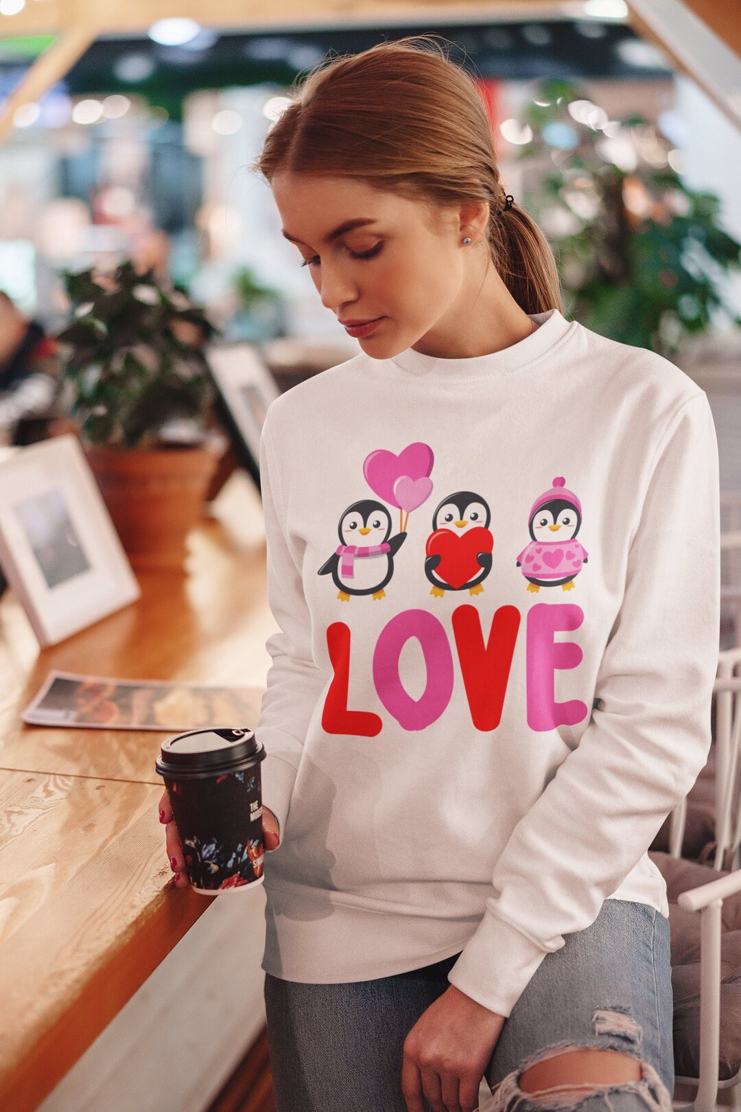 Penguin Sweater, Penguin Sweatshirt, Penguin Love Classic Unisex Crewneck Shirt, Penguin Lovers, Penguin Gift, Valentines Day Gift