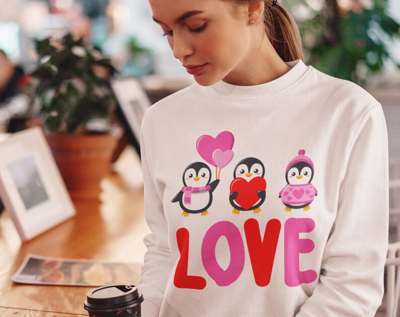 Penguin Sweater, Penguin Sweatshirt, Penguin Love Classic Unisex Crewneck Shirt, Penguin Lovers, Penguin Gift, Valentines Day Gift - Image 2
