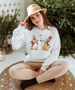 Penguin Sweatshirt, Romantic Ice Cream Pullover, 40s Animation Lover Unisex Sweater