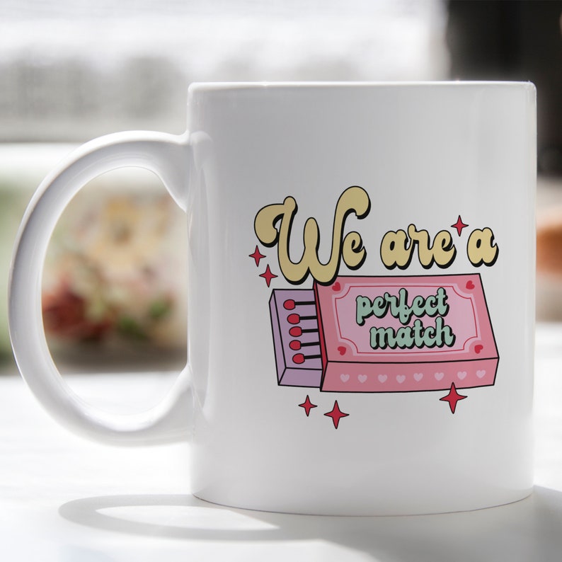 Perfect Match Valentines Mug Gift Pastel Design Valentines Mug Valentines Gift For Girlfriend Perfect Match Mug