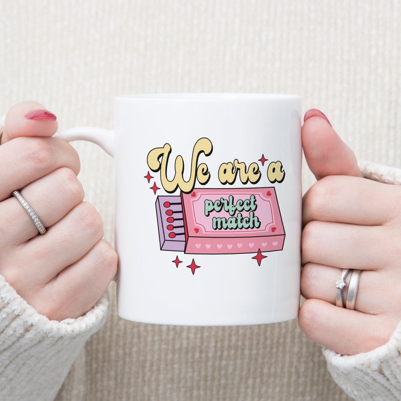 Perfect Match Valentines Mug Gift Pastel Design Valentines Mug Valentines Gift For Girlfriend Perfect Match Mug