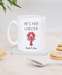 Personalised Keepsake Pair Of Couples Lobster Ceramic Mugs Cups - Wedding Gift, Valentines Gift, Anniversary Gift