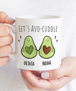 Personalised Let's Avo-Cuddle Couple Mug With Names , Valentine's Day Gift For Her Him Wife