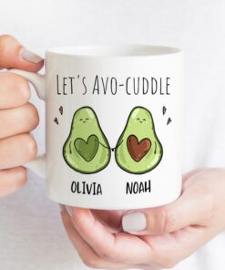 Personalised Let's Avo-Cuddle Couple Mug With Names , Valentine's Day Gift For Her Him Wife