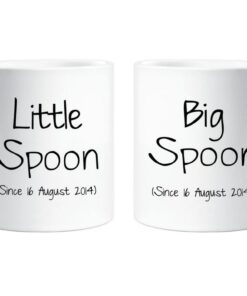 Personalised Mugs Big Spoon Little Spoon Couples Ceramic Personalized Novelty Present Gift Funny Cup Valentines Present