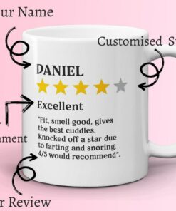 Personalised Star Rating Review Mug, Funny Boyfriend Review Mug, Valentines Day Boyfriend Girlfriend, Boyfriend Mug