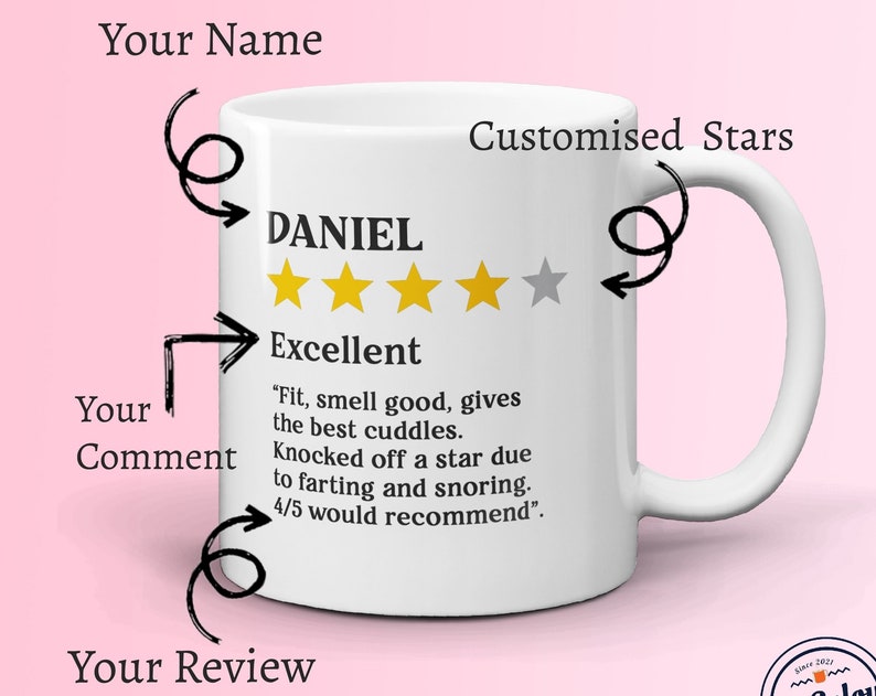 Personalised Star Rating Review Mug, Funny Boyfriend Review Mug, Valentines Day Boyfriend Girlfriend, Boyfriend Mug