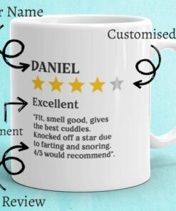 Personalised Star Rating Review Mug, Funny Boyfriend Review Mug, Valentines Day Boyfriend Girlfriend, Boyfriend Mug