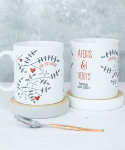 Personalised Valentine Mug, Botanical Mug, Botanical Design, Botanical Valentine Mug, Our Love Mug