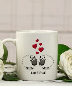 Personalised Valentines Mug Gift, I Love Ewe Mug, Personalised Sheep Mug, Lovers Gift, Couples Mug