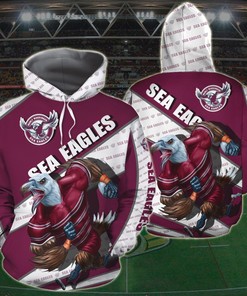 Personalized 3D All Over Printed Manly Warringah Sea Eagles Hoodie Nrl Zip Up Hoodie