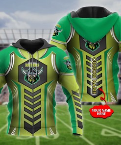 Personalized 3D Hoodie Canberra Raiders Nrl 3D Custom Name 3D All Over Print Zip Up Hoodie Option