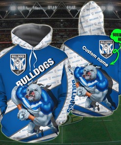 Personalized 3D Hoodie Canterbury Bankstown Bulldogs Nrl Custom Name 3D All Over Print Zip Up Hoodie Option