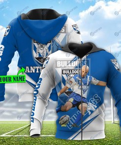 Personalized 3D Hoodie Canterbury Bankstown Bulldogs Nrl Football Player Custom Name 3D All Over Print Zip Up Hoodie Option