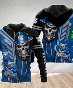 Personalized 3D Hoodie Canterbury Bankstown Bulldogs Nrl Skull Cap Custom Name 3D All Over Print Zip Up Hoodie Option