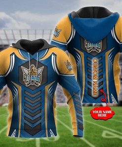 Personalized 3D Hoodie Gold Coast Titans Nrl 3D Custom Name 3D All Over Print Zip Up Hoodie Option