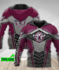 Personalized 3D Hoodie Manly Warringah Sea Eagles Nrl Metal Custom Name 3D All Over Print Zip Up Hoodie Option