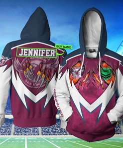 Personalized 3D Hoodie Manly Warringah Sea Eagles Nrl Tshirt Sweater Custom Name 3D All Over Print Zip Up Hoodie Option