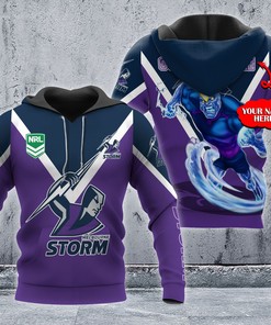 Personalized 3D Hoodie Melbourne Storm Nrl Custom Name 3D All Over Print Zip Up Hoodie Option