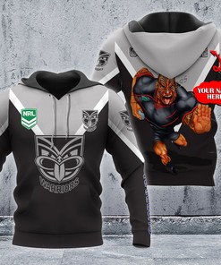 Personalized 3D Hoodie New Zealand Warriors Nrl Mascot Custom Name 3D All Over Print Zip Up Hoodie Option