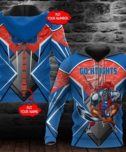 Personalized 3D Hoodie Newcastle Knights Nrl 3D Hoodie Mascot Number Custom Name 3D All Over Printed Hoodie