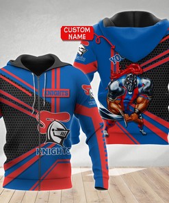Personalized 3D Hoodie Newcastle Knights Vector Mascot Nrl Custom Name 3D All Over Print Zip Up Hoodie Option