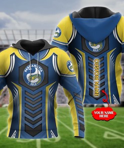 Personalized 3D Hoodie Parramatta Eels Nrl Custom Name 3D All Over Print Zip Up Hoodie Option