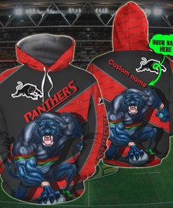 Personalized 3D Hoodie Penrith Panthers Nrl Custom Name 3D All Over Print Zip Up Hoodie Option