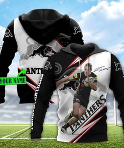 Personalized 3D Hoodie Penrith Panthers Nrl Isaah Yeo Football Player Custom Name 3D All Over Print Zip Up Hoodie Option