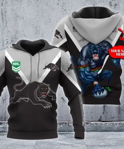 Personalized 3D Hoodie Penrith Panthers Nrl Mascot Đg Custom Name 3D All Over Print Zip Up Hoodie Option