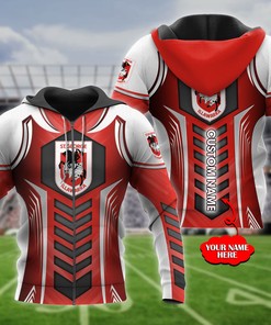 Personalized 3D Hoodie St George Illawarra Dragons Nrl Custom Name 3D All Over Print Zip Up Hoodie Option