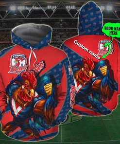 Personalized 3D Hoodie Sydney Roosters Nrl Custom Name 3D All Over Print Zip Up Hoodie Option