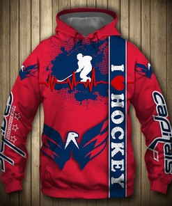 Personalized 3D Hoodie Washington Capitals Nhl Custom Name 3D All Over Printed Hoodie