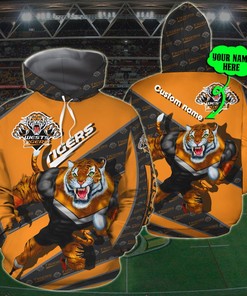 Personalized 3D Hoodie Wests Tigers Nrl 3D Custom Name 3D All Over Print Zip Up Hoodie Option