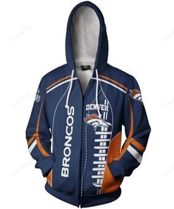 Personalized All Over Print Denver Broncos Zip Up Hoodie Show Your Love For Your Favorite Team