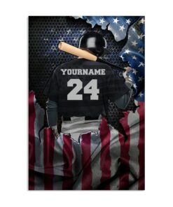 Personalized American Flag Baseball Blanket Gift